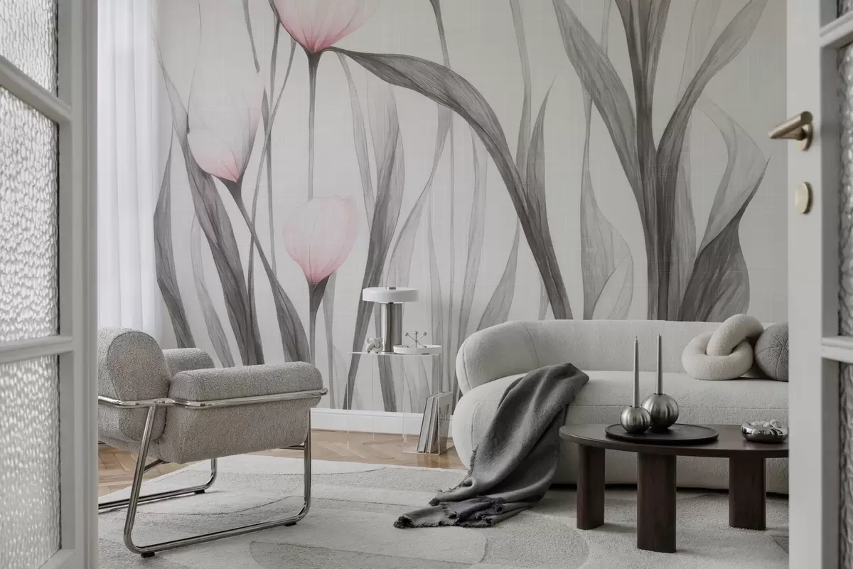 Шпалери Тендітні напівпрозорі тюльпани w04831v1