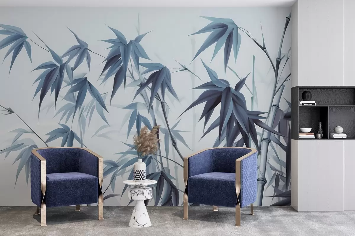 Шпалери Бамбук на світлому акварельному тлі w04834v2