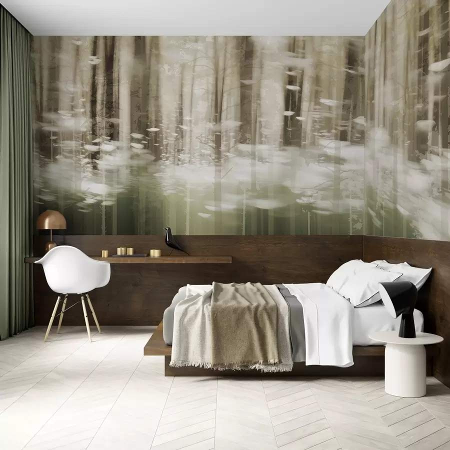 Шпалери Стилізовані стовбури дерев у пастельних кольорах w04844