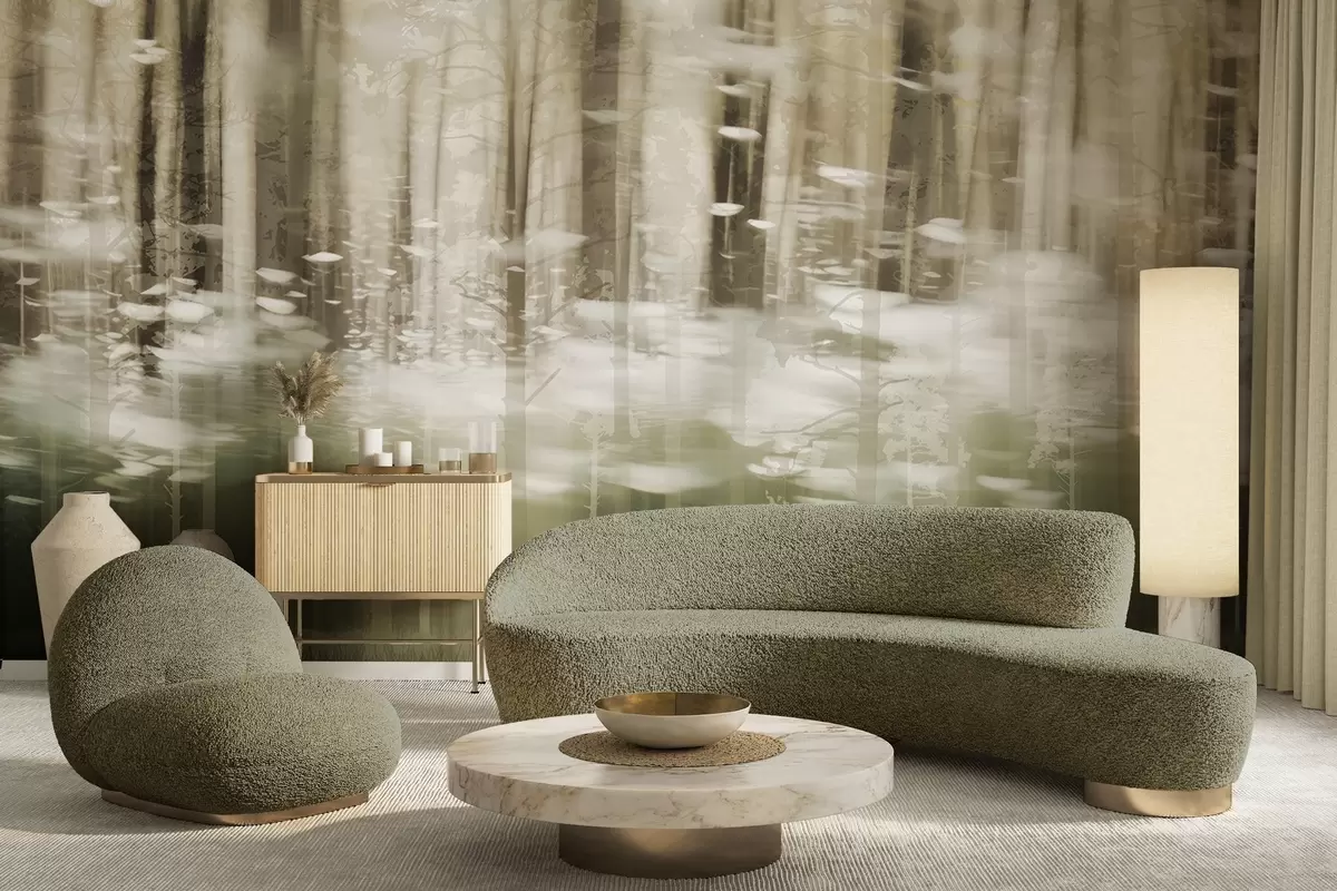 Шпалери Стилізовані стовбури дерев у пастельних кольорах w04844