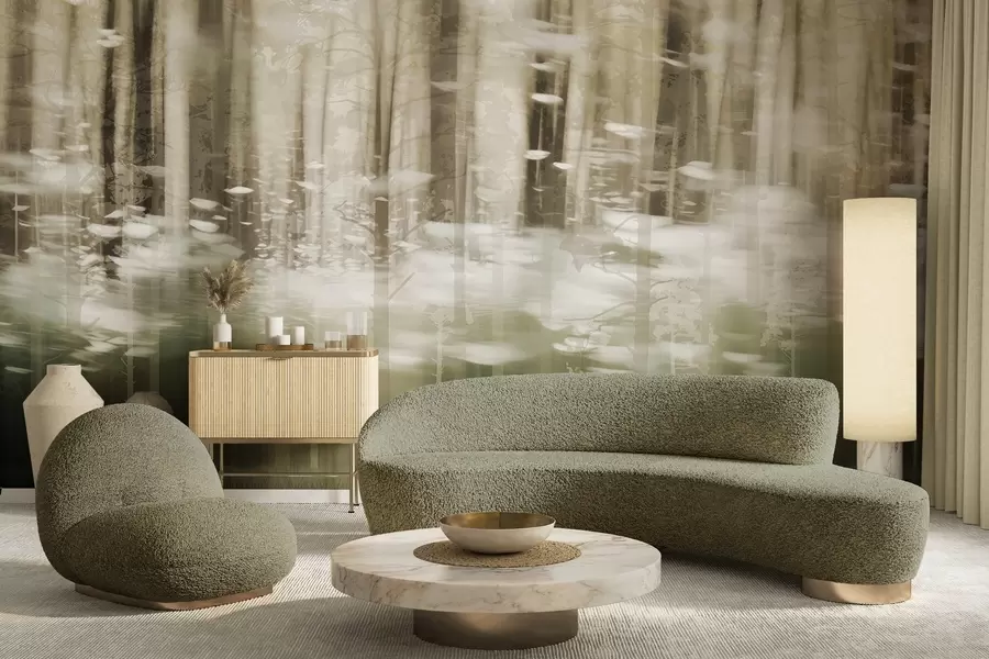 Шпалери Стилізовані стовбури дерев у пастельних кольорах w04844