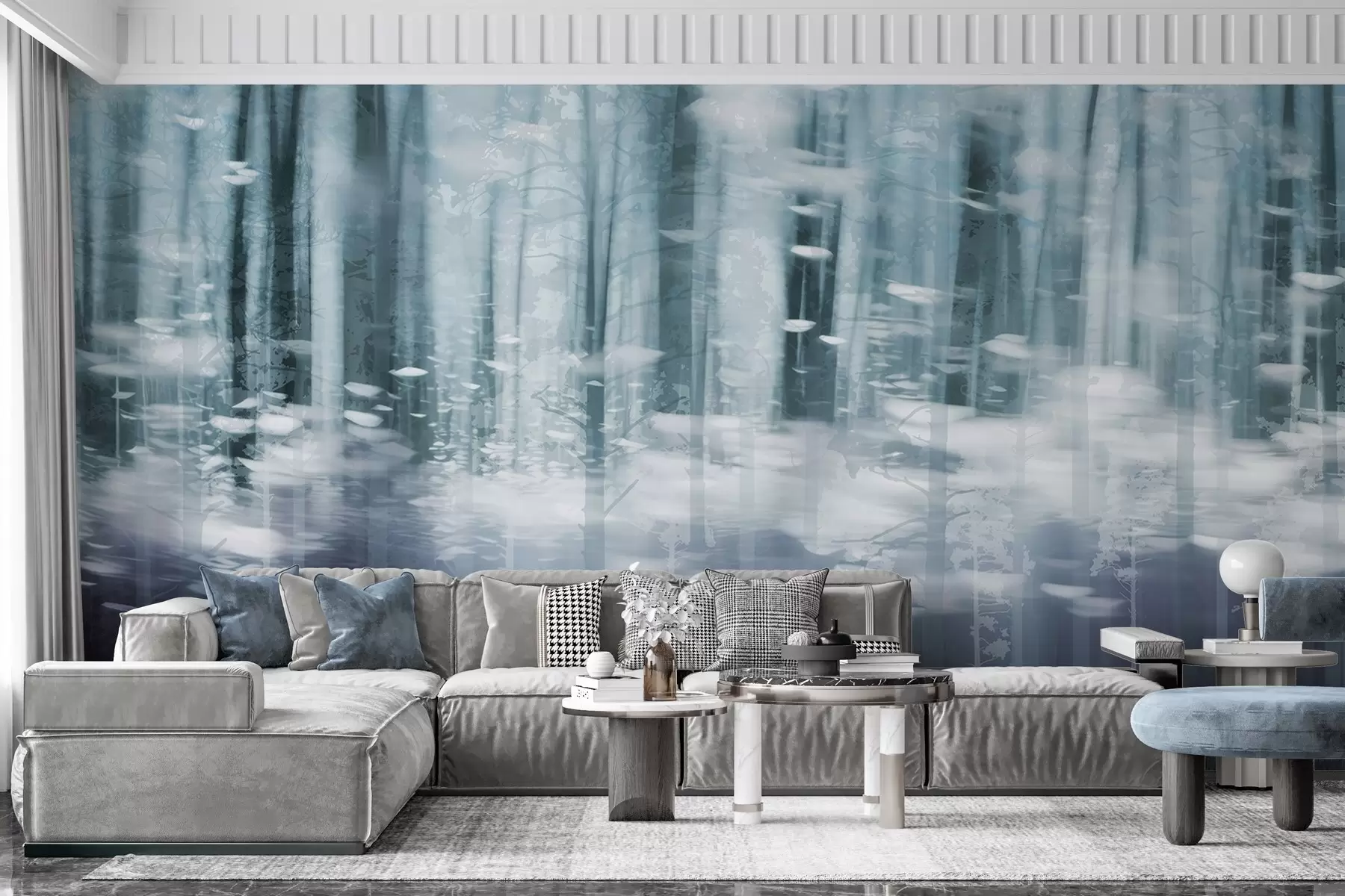 Шпалери Стилізовані стовбури дерев у пастельних кольорах w04844v1