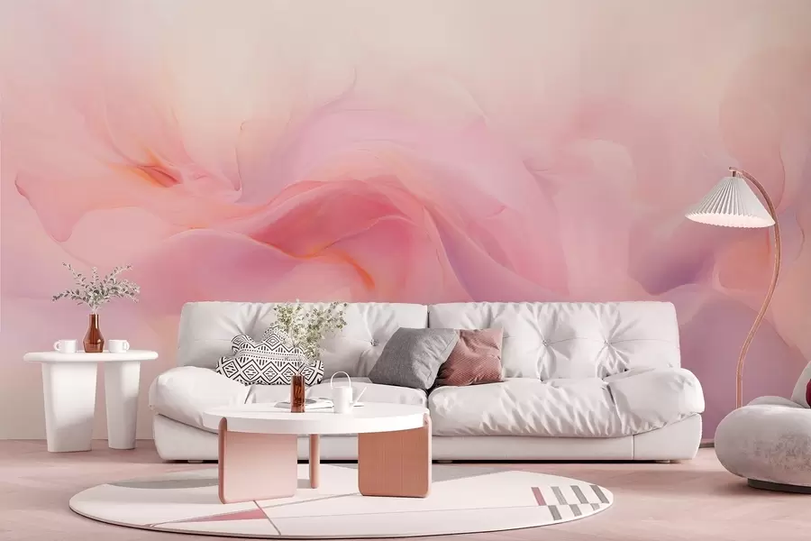 Шпалери Мрійлива абстрактна композиція з рожевого та фіолетового кольорів w09523