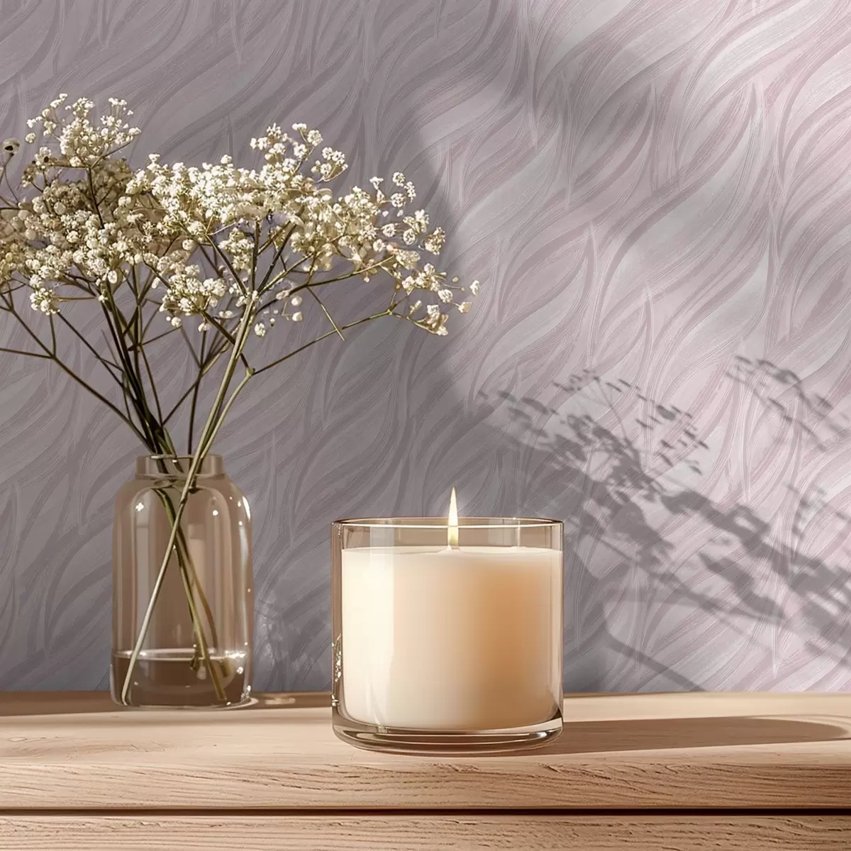 Шпалери Текстуровані хвилі, пудрово-рожевий a00688v1