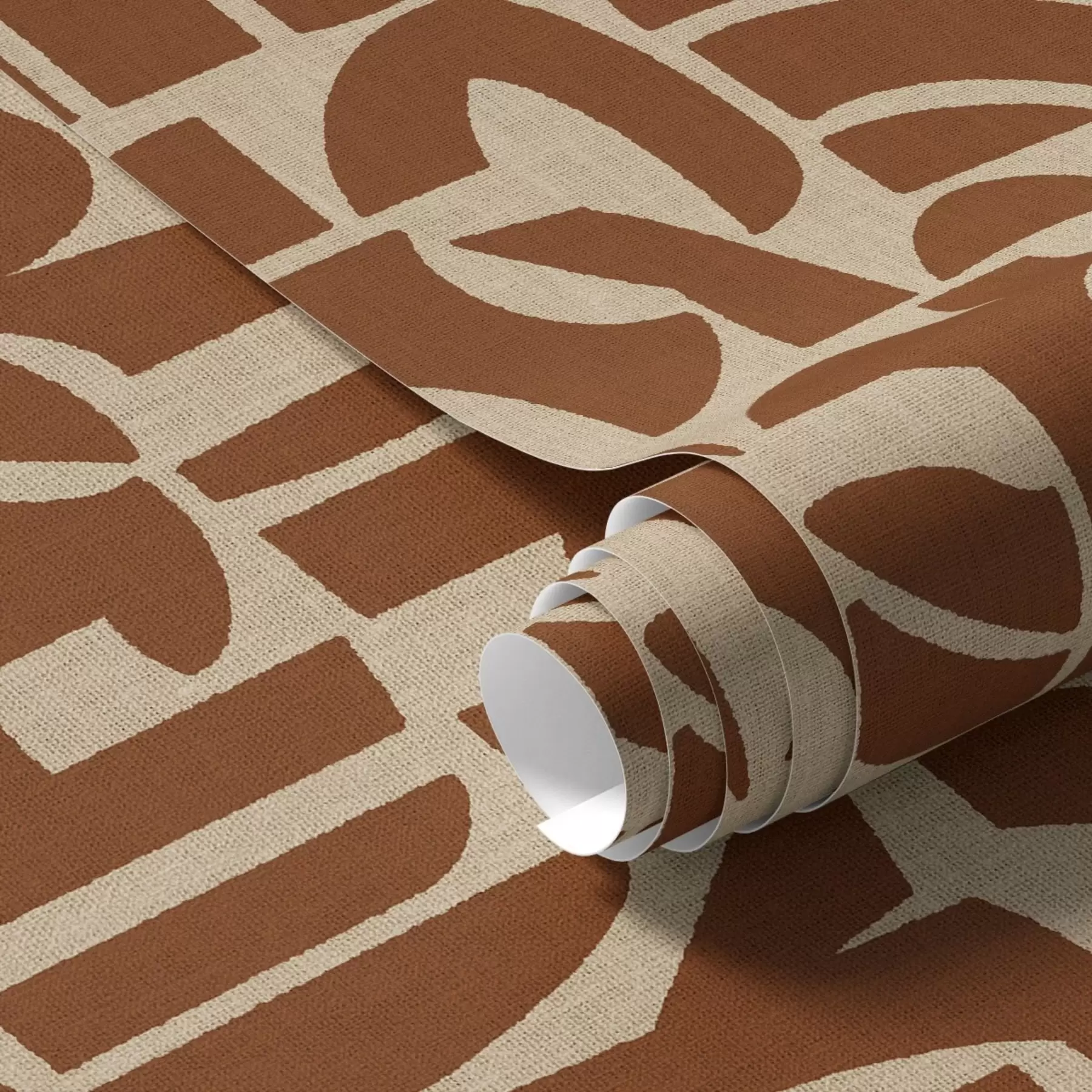 Шпалери Геометричні фігури з теракоти на льоні a00774