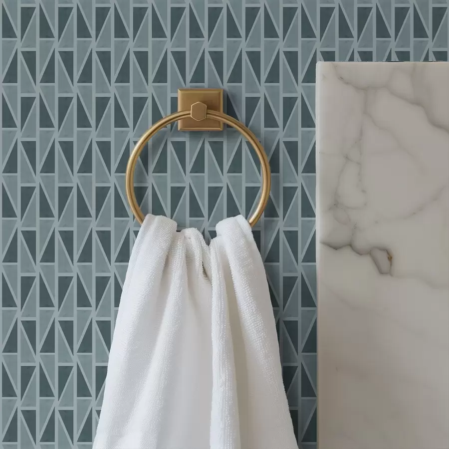 Шпалери Сітка з бірюзових скляних панелей з діагональними розтяжками a00902