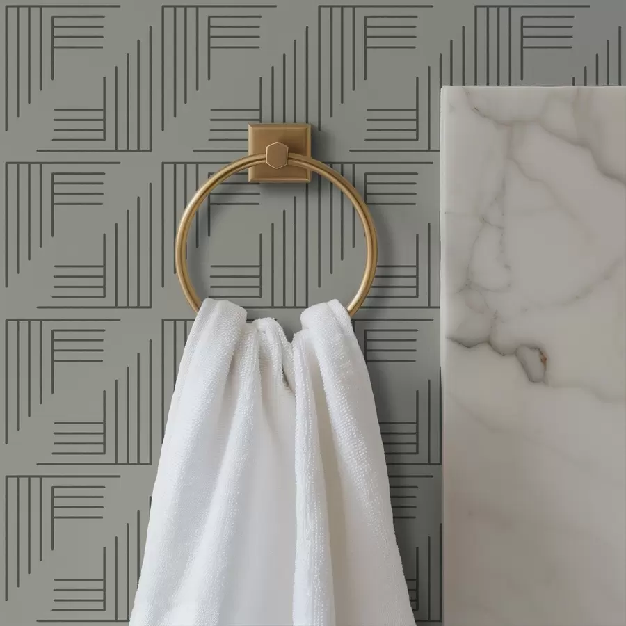 Шпалери Лінійні кутові блоки, що утворюють квадрати теплого сірого кольору a00907