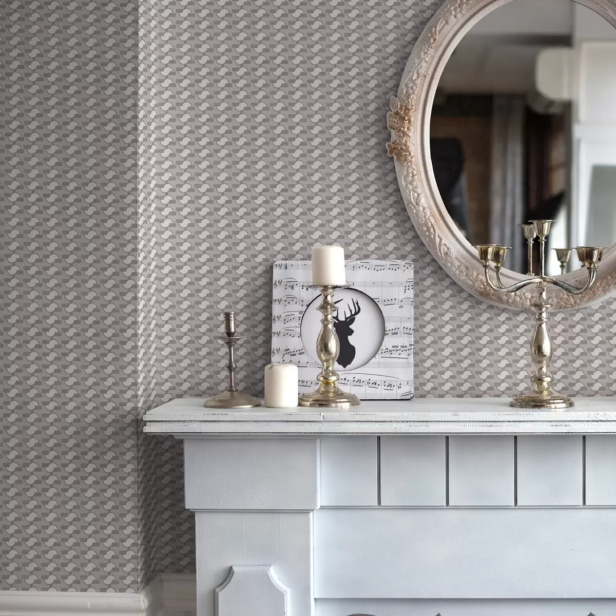 Шпалери Модульні плитки мауве з з'єднаними півколами a00915