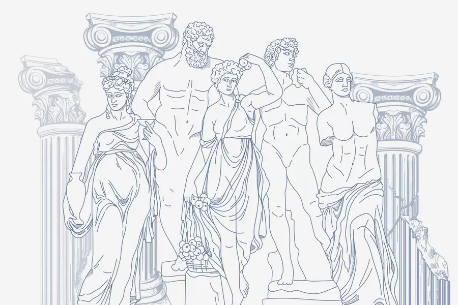 Шпалери Стародавні люди і колони w04865