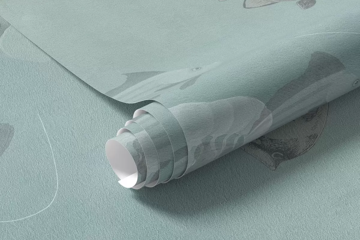 Шпалери Грайливі русалки під водою з водоростями, медузами та рибами w04860