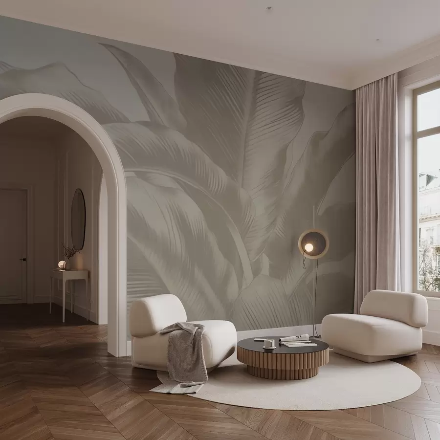 Шпалери Довгі листя, бананові листя зі зношеним ефектом w04827v4