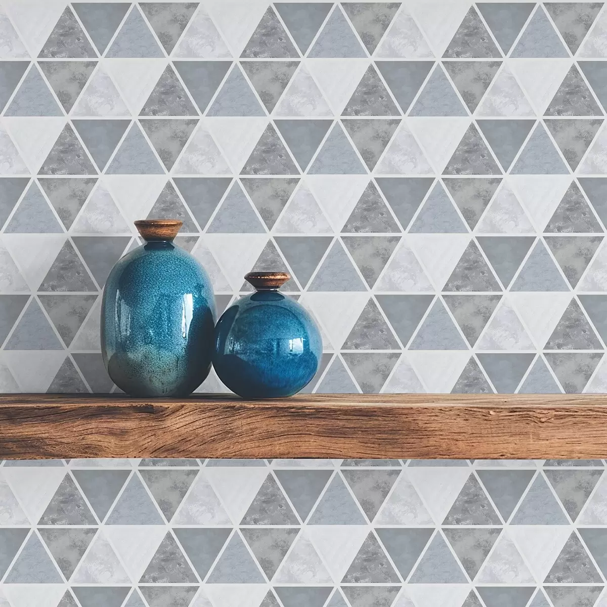 Шпалери Геометрія трикутника в прохолодних синьо-сірих тонах a00917v1