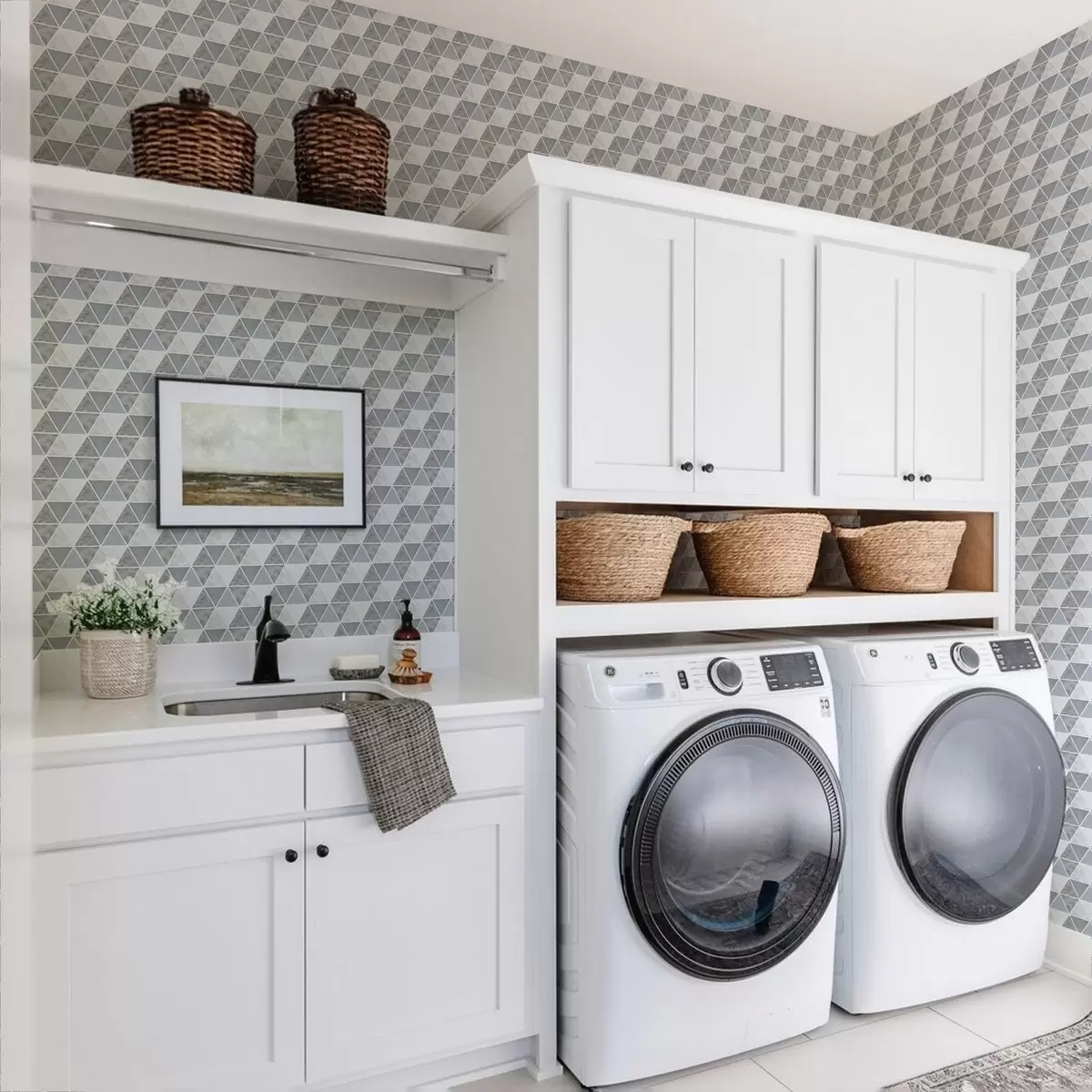 Шпалери Геометрія трикутника в прохолодних синьо-сірих тонах a00917v1