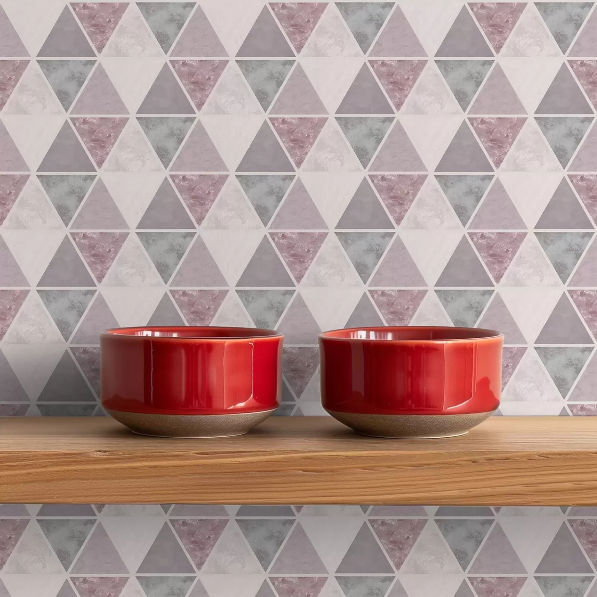 Шпалери М'які трикутники в сіро-рожевих і пудрових тонах a00918