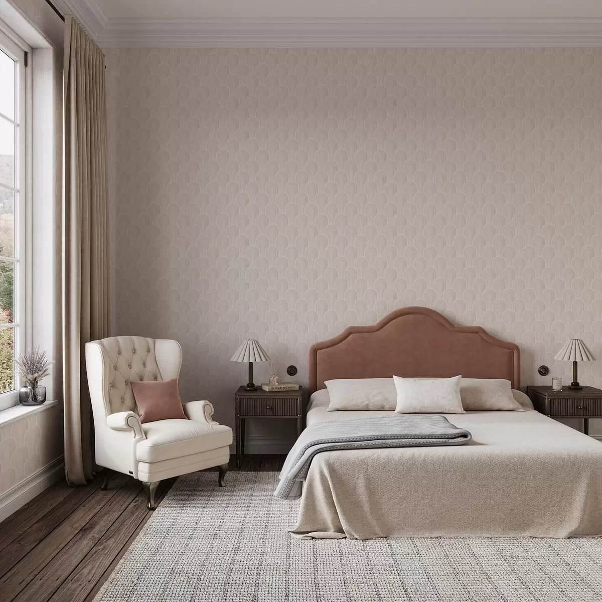 Шпалери Невеликі аркові модулі в теплих кремово-бежевих відтінках a00924