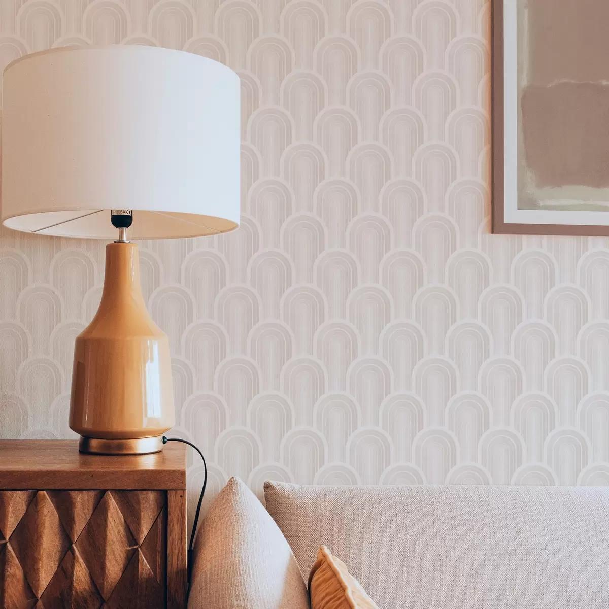 Шпалери Невеликі аркові модулі в теплих кремово-бежевих відтінках a00924