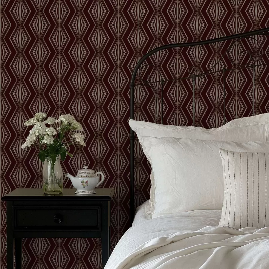 Шпалери Діамантовий геометричний візерунок на винно-коричневому тлі a00925v1