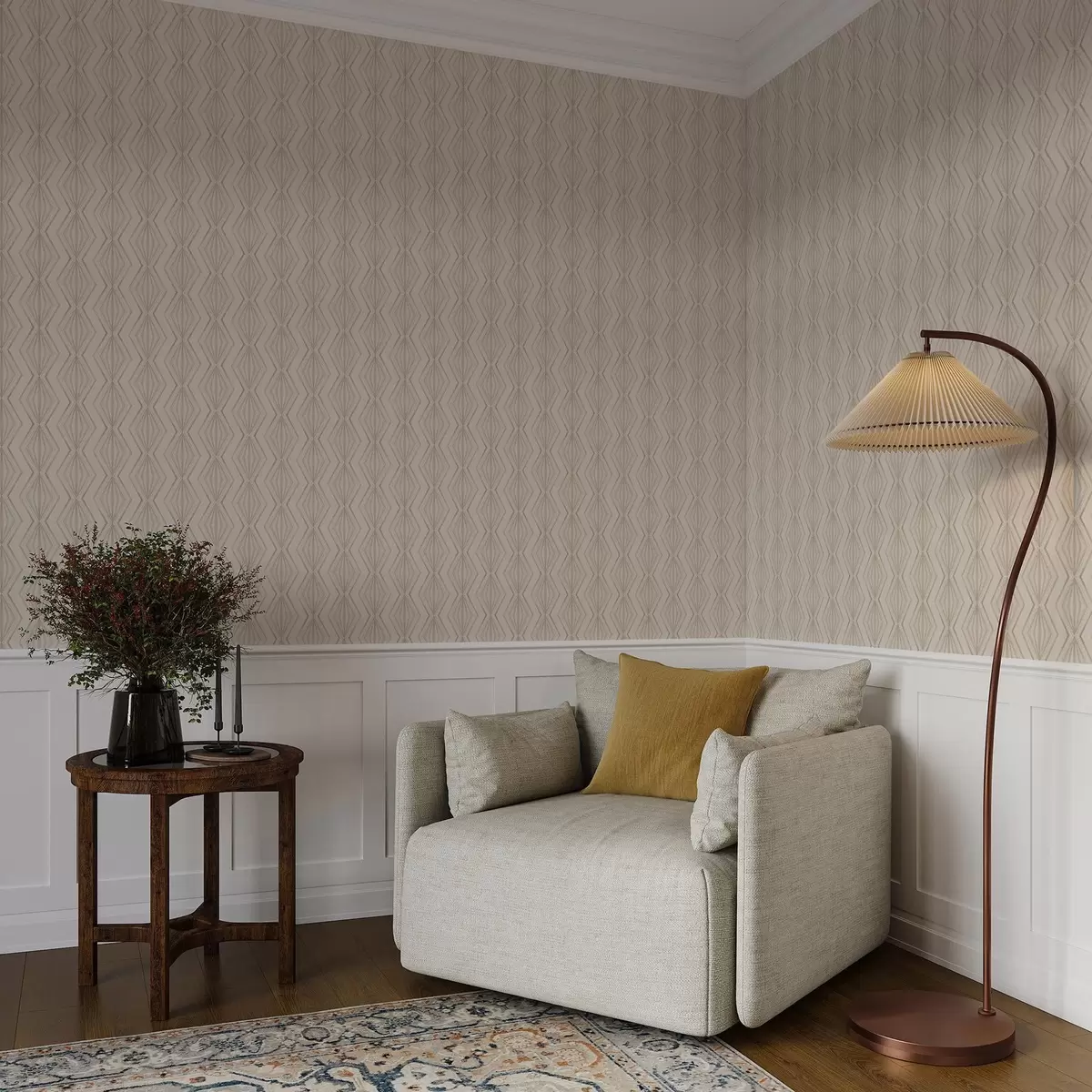 Шпалери Легкий діамантовий орнамент у спокійних бежевих тонах a00925v2
