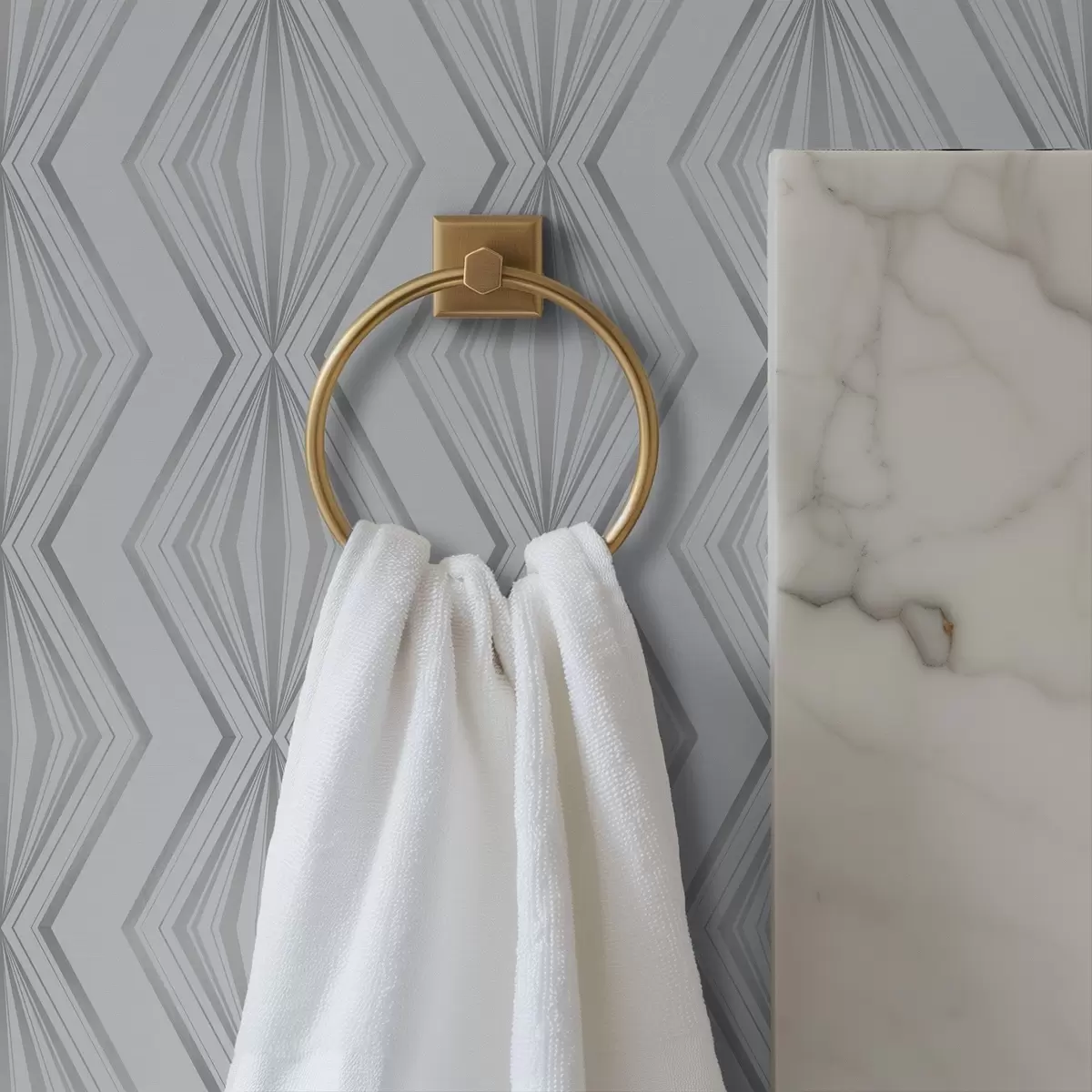 Шпалери Смугасті ромби в прохолодній сіро-блакитній палітрі a00925v3