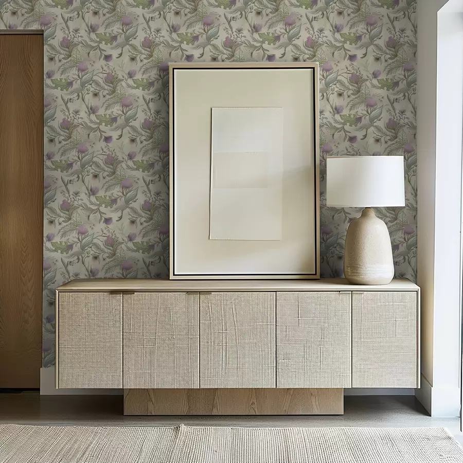 Шпалери Бутони бузку та ніжна зелень на кремовому тлі a00930v2