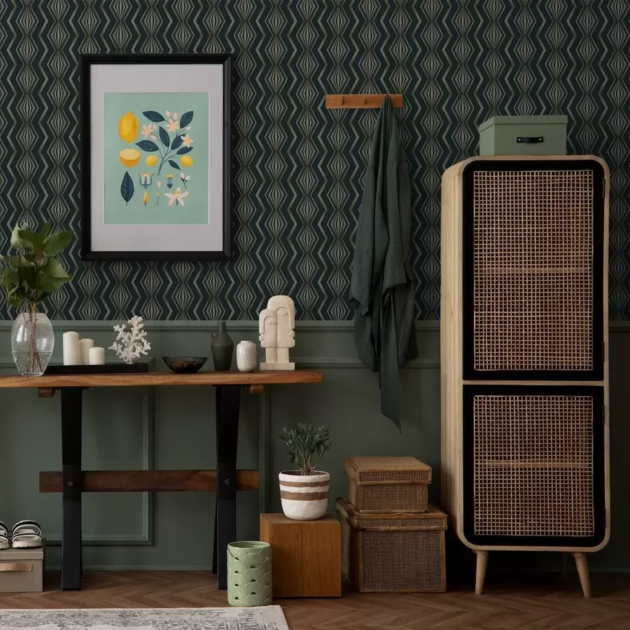 Шпалери Темно-бірюзовий геометричний візерунок у вигляді ромбів a00973v1