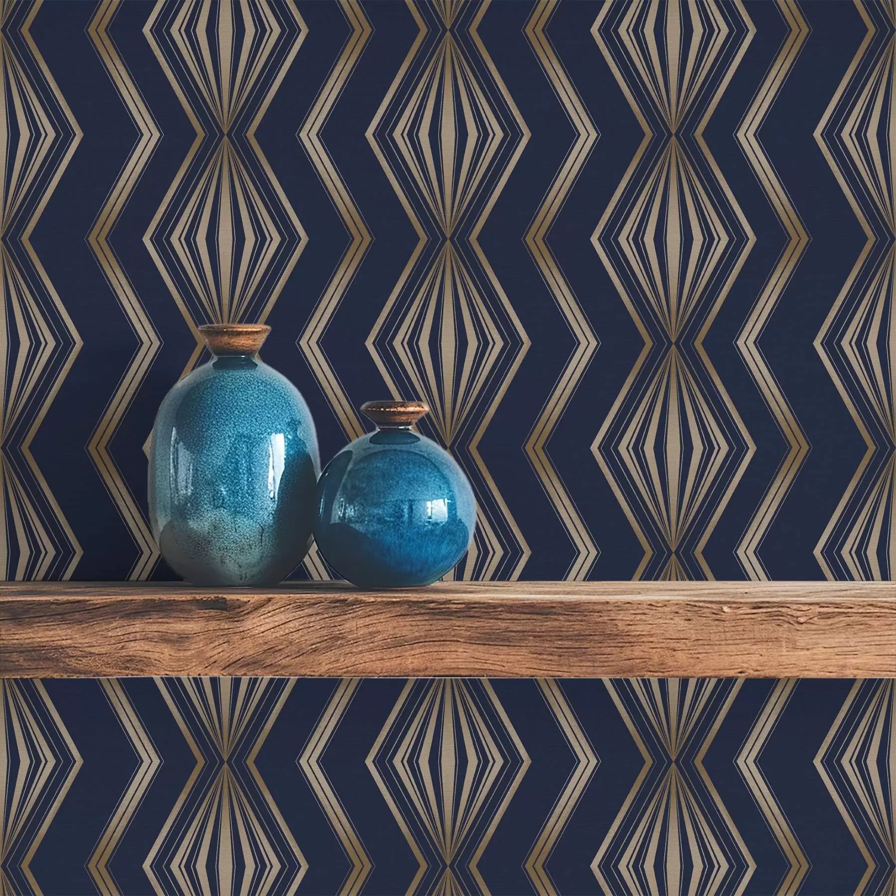 Шпалери Темно-синій геометричний візерунок у вигляді ромбів a00973
