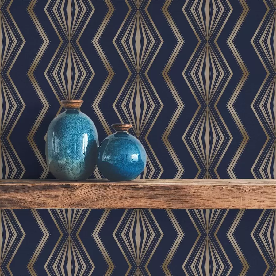 Шпалери Темно-синій геометричний візерунок у вигляді ромбів a00973