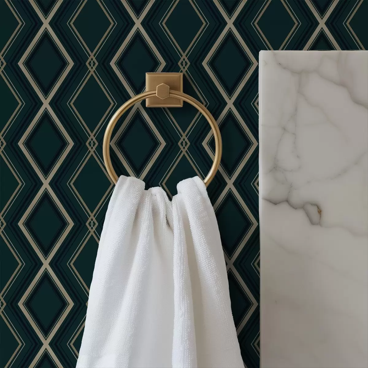 Шпалери Темно-бірюзовий фон з повторюваним ромбовим візерунком a00975v1