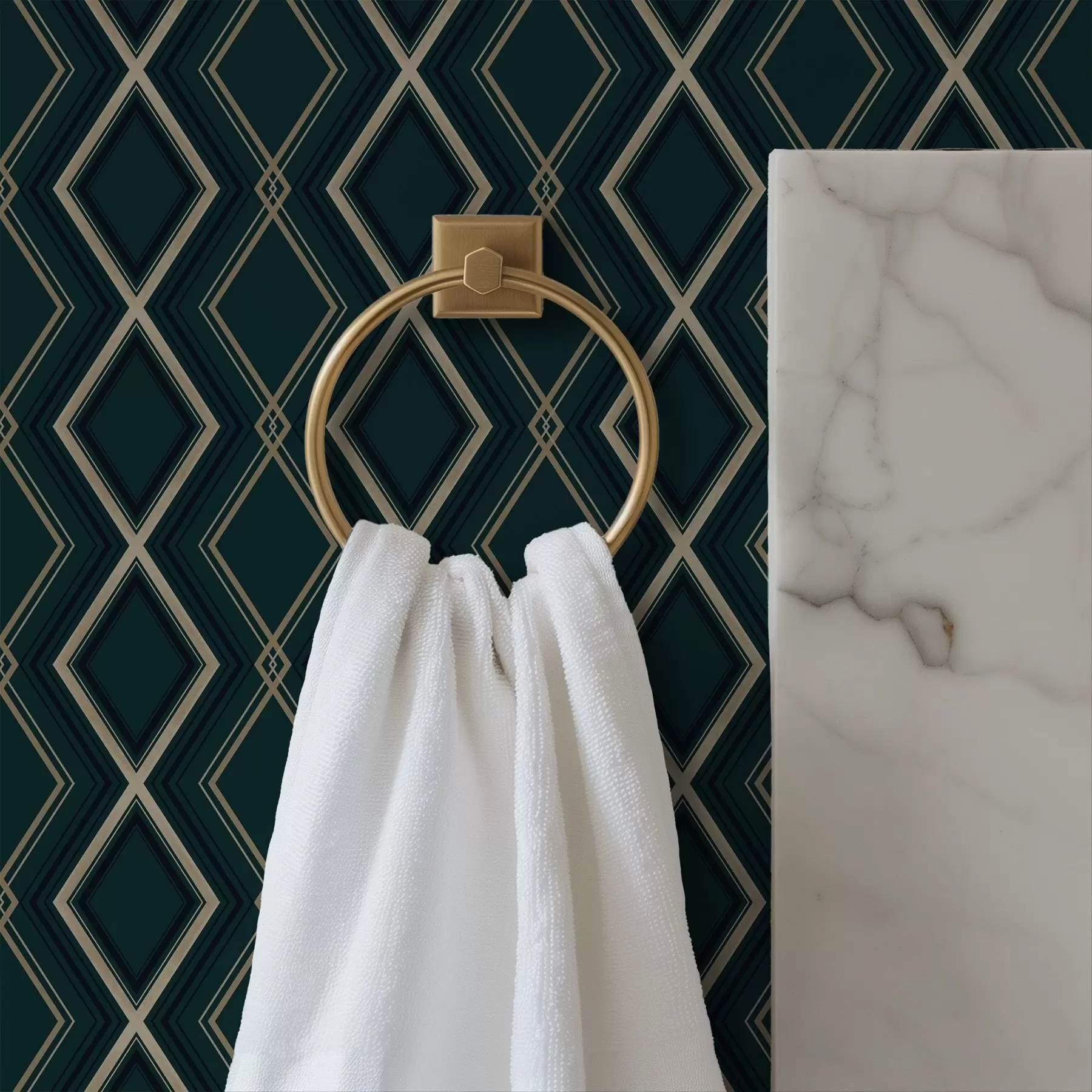 Шпалери Темно-бірюзовий фон з повторюваним ромбовим візерунком a00975v1