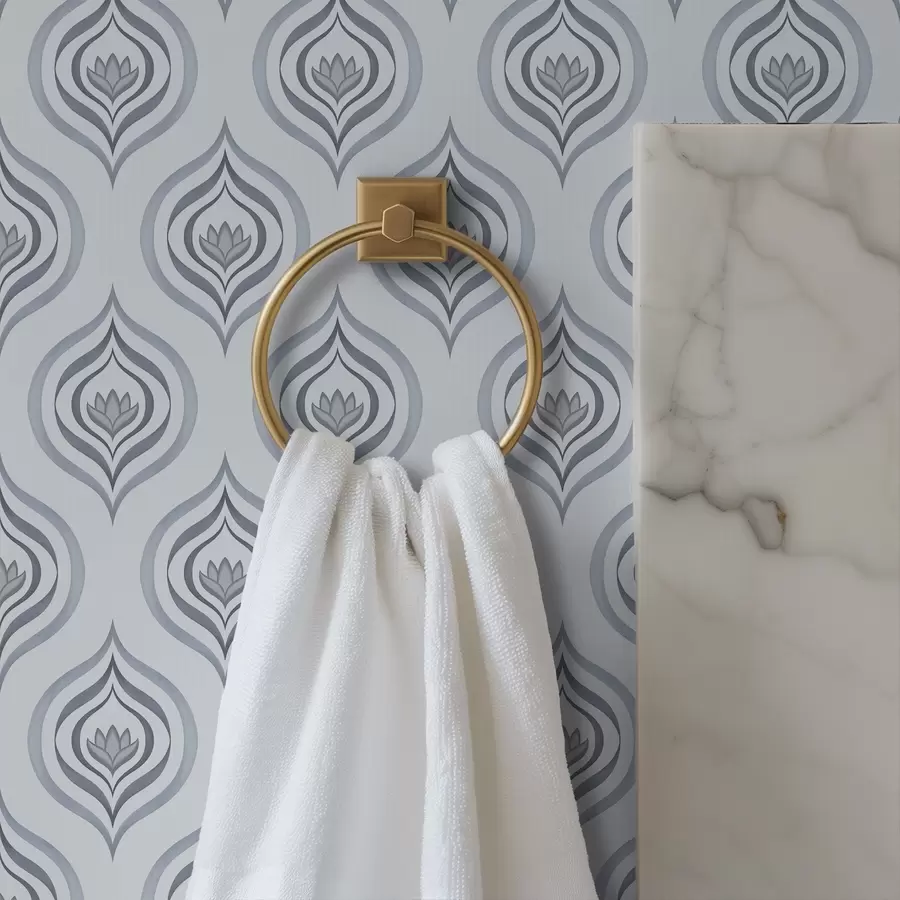 Шпалери Крутий мотив краплі з квіткою в сіро-блакитних тонах a00977v3