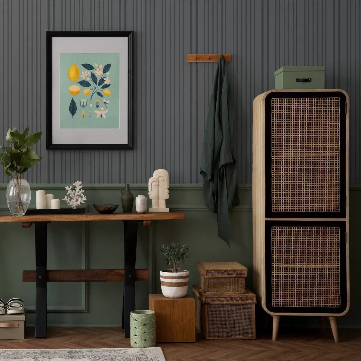 Шпалери Темно-сірий фон з вертикальними текстурованими смугами a00979v1