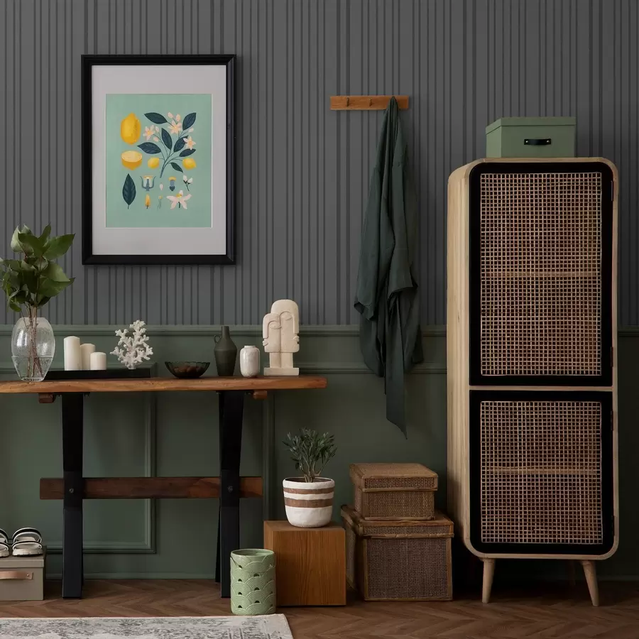 Шпалери Темно-сірий фон з вертикальними текстурованими смугами a00979v1