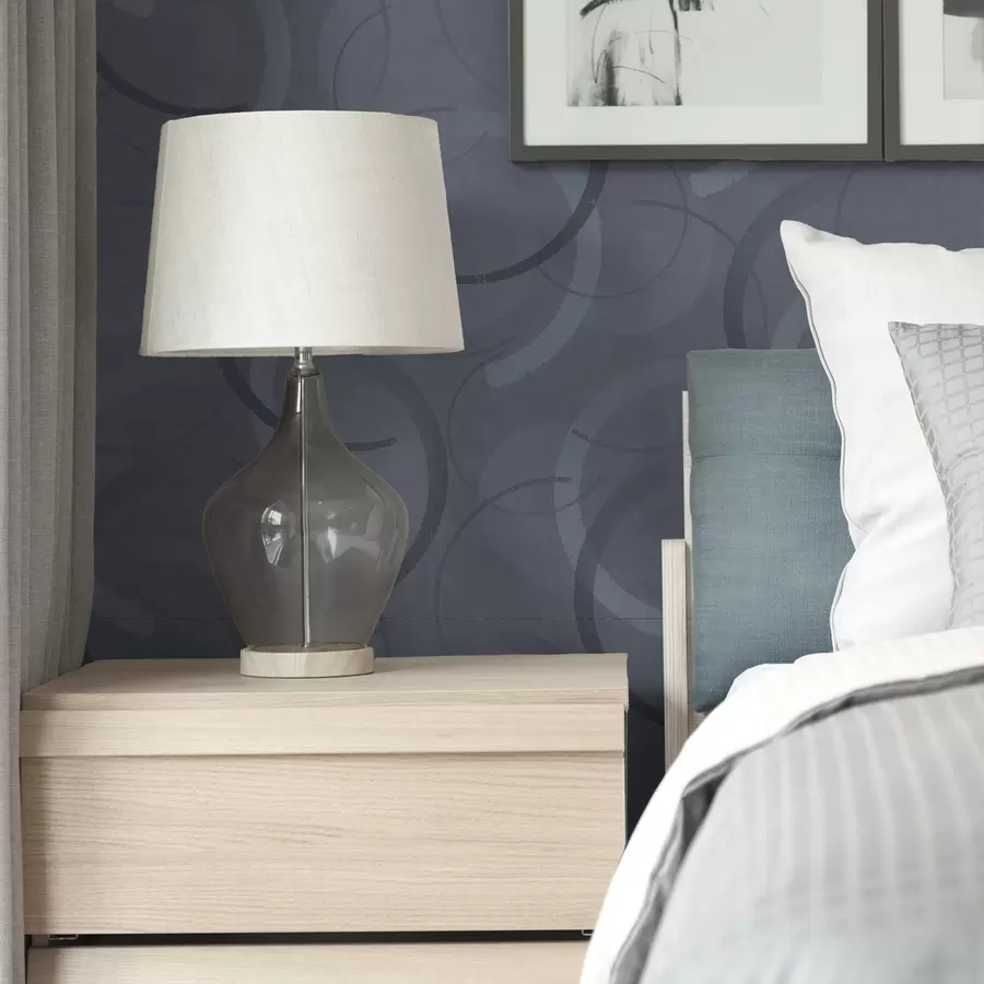 Шпалери Напівкола та м'які кола в прохолодній сіро-блакитній палітрі a00980