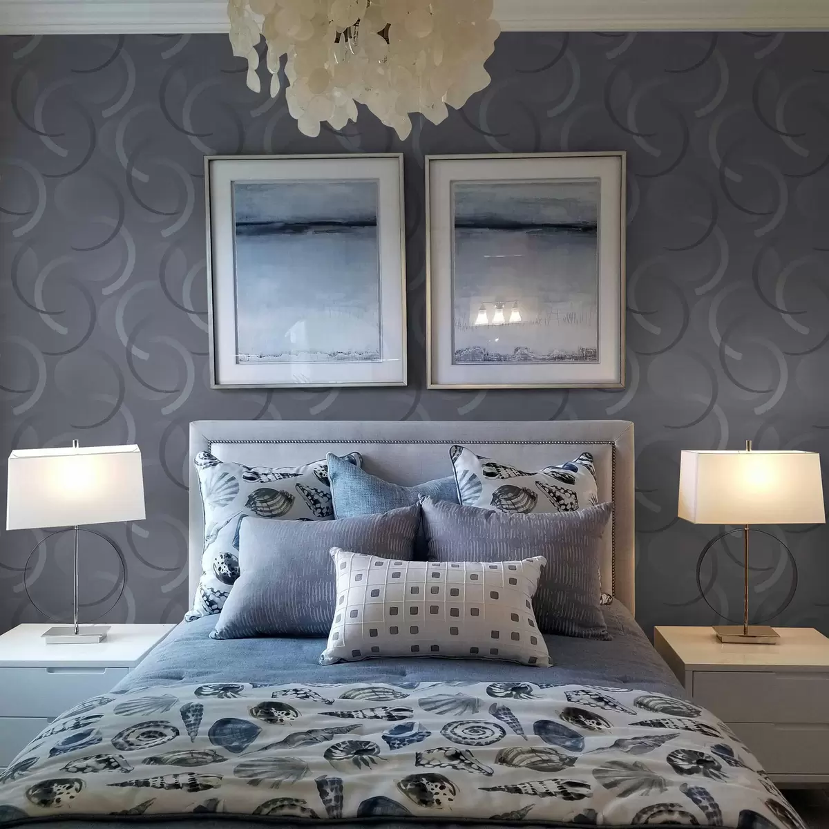 Шпалери Сірі півкола та розмиті кола на текстурованому тлі a00981