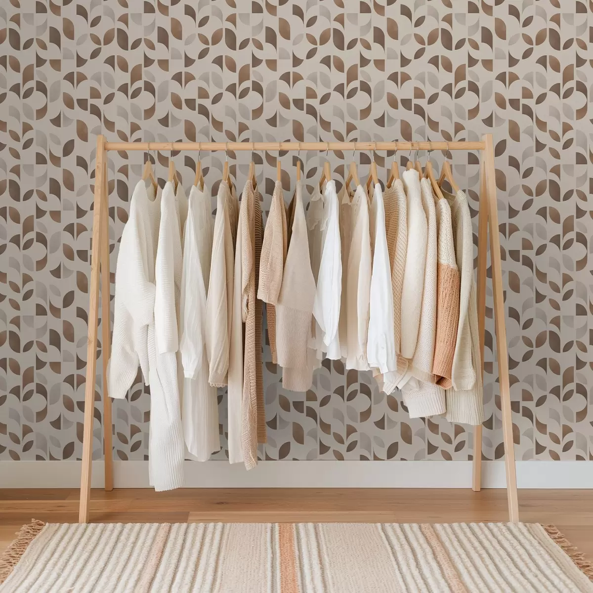 Шпалери Ритм півкіл і листя в теплих карамельних коричневих тонах a00986v1