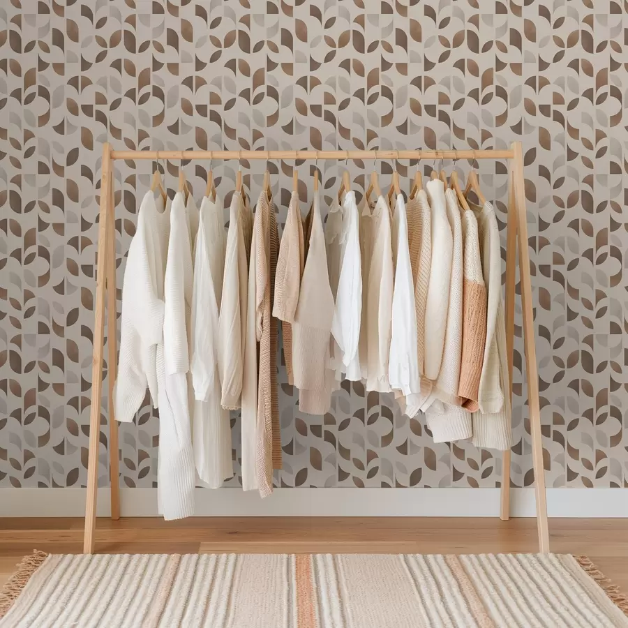 Шпалери Ритм півкіл і листя в теплих карамельних коричневих тонах a00986v1