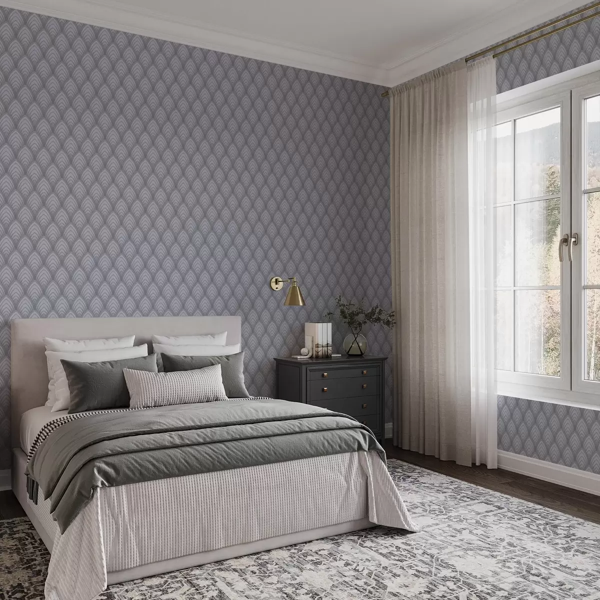 Шпалери Об'ємні арки, схожі на шкалу сірих відтінків, з м'яким градієнтом a00989