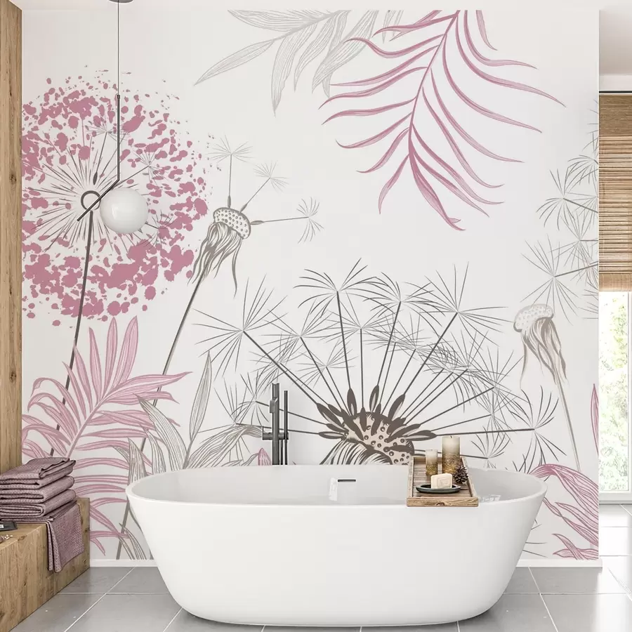 Шпалери Кульбаби серед листя w04942v2