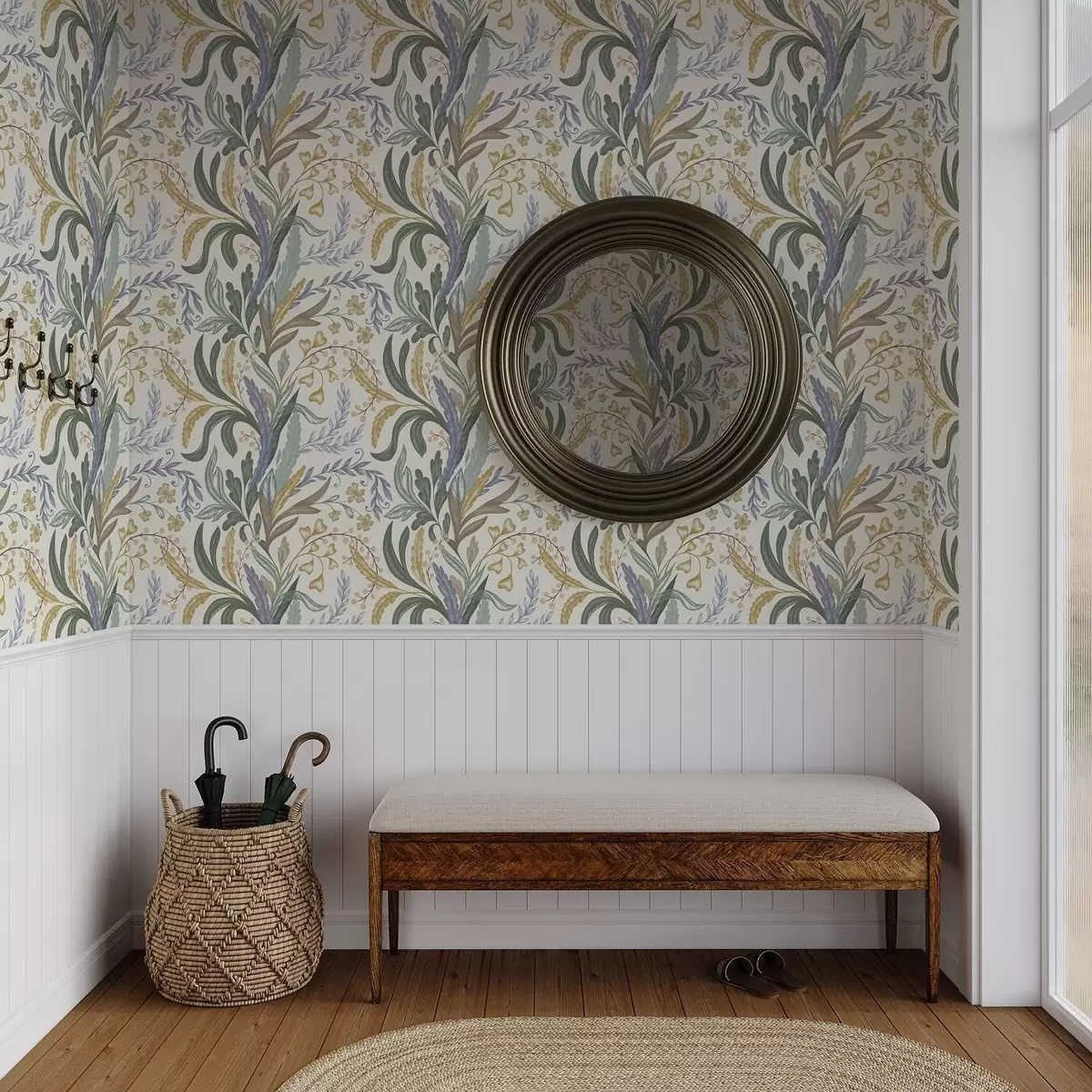 Шпалери Пишний квітковий орнамент у ніжній пастельній гамі a00939