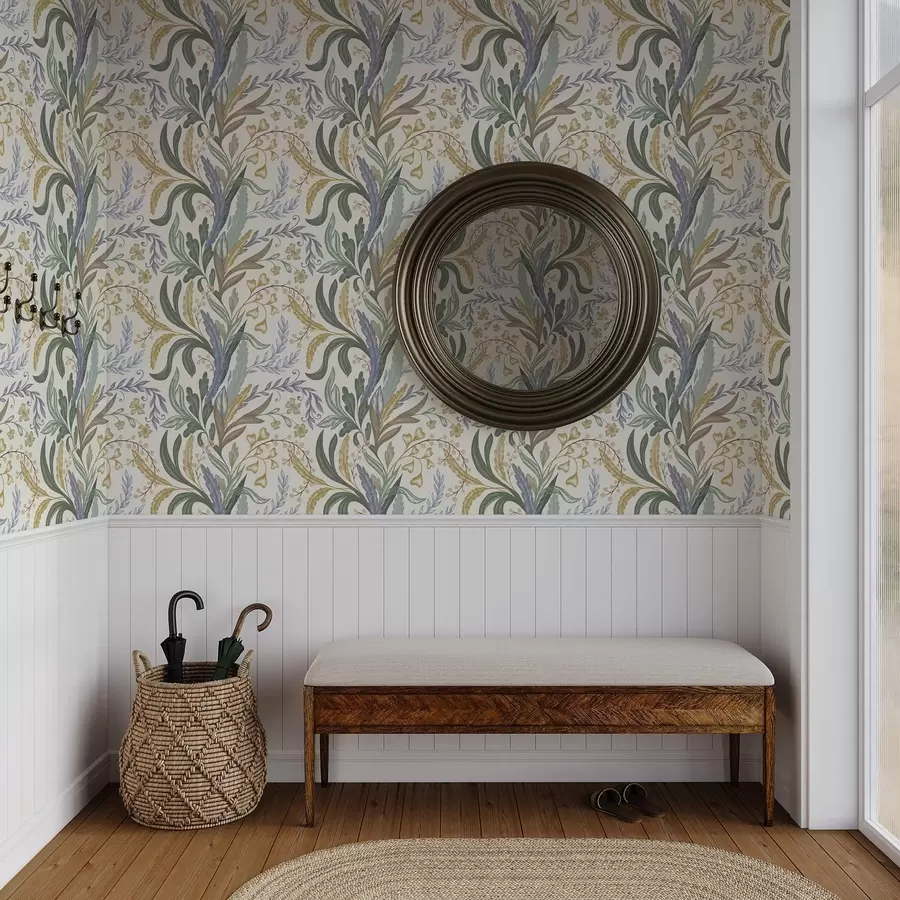 Шпалери Пишний квітковий орнамент у ніжній пастельній гамі a00939