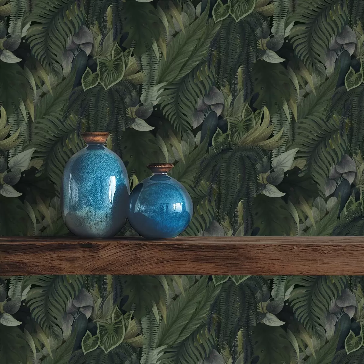 Шпалери Густа тропічна рослинність у темно-зелених заростях a00943