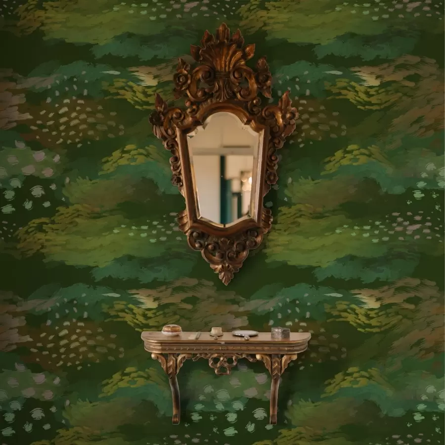 Шпалери Насичена зелена абстракція з енергійними мазками пензля a00999v3