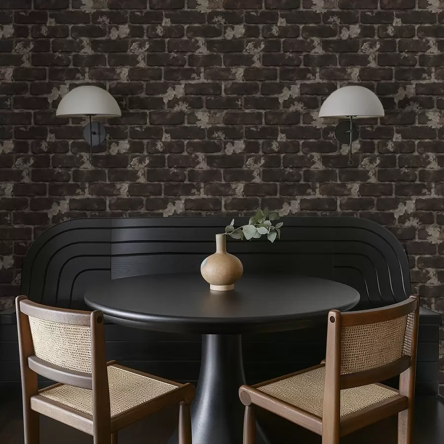 Шпалери Потемніла стара цегляна стіна з потертими ділянками a01030