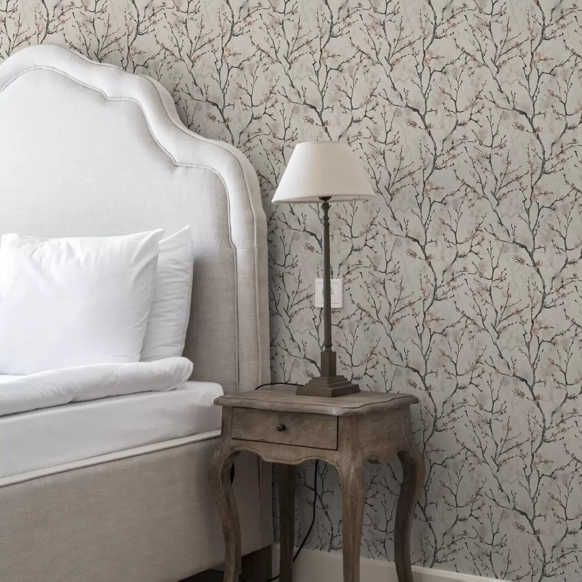 Шпалери Акварельні гілки сакури на світлому тлі a01033