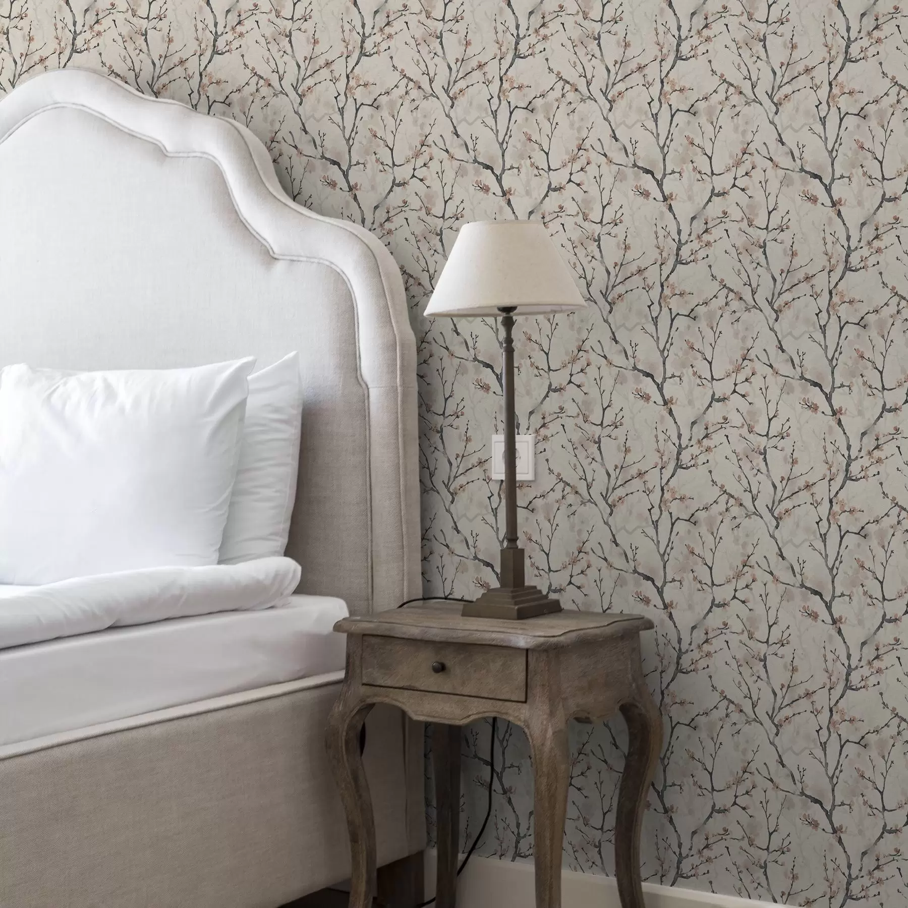 Шпалери Акварельні гілки сакури на світлому тлі a01033