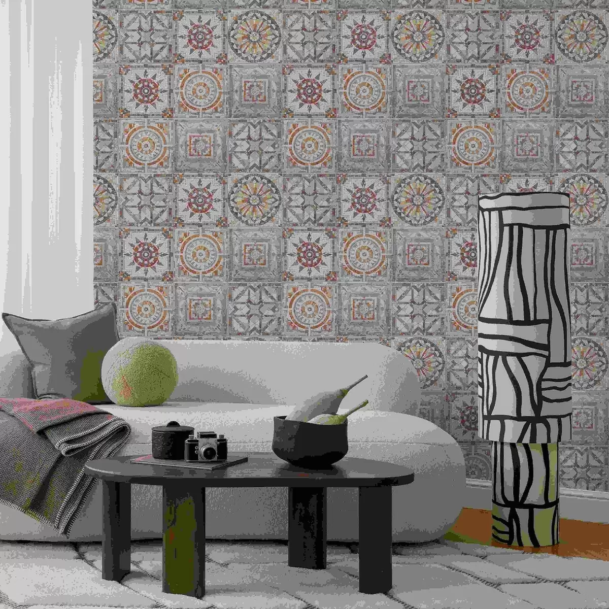 Шпалери Старі кам'яні мозаїчні медальйони з потертими деталями a01042