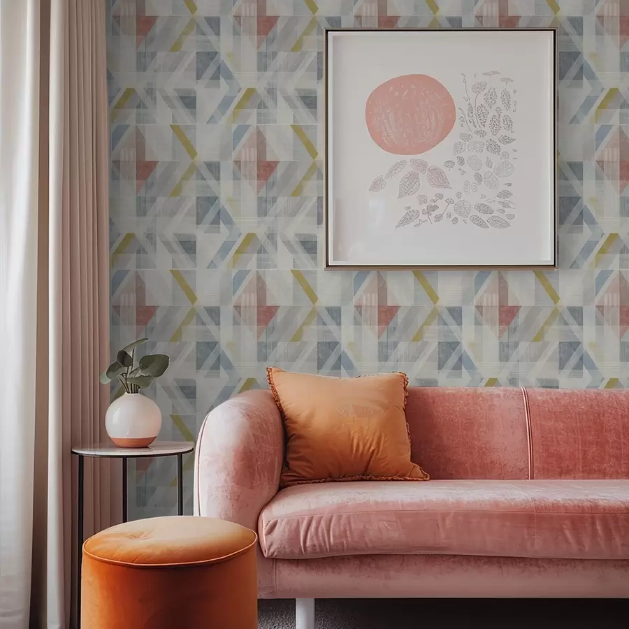 Шпалери Геометричний дизайн з червоним ромбом у центрі a01055