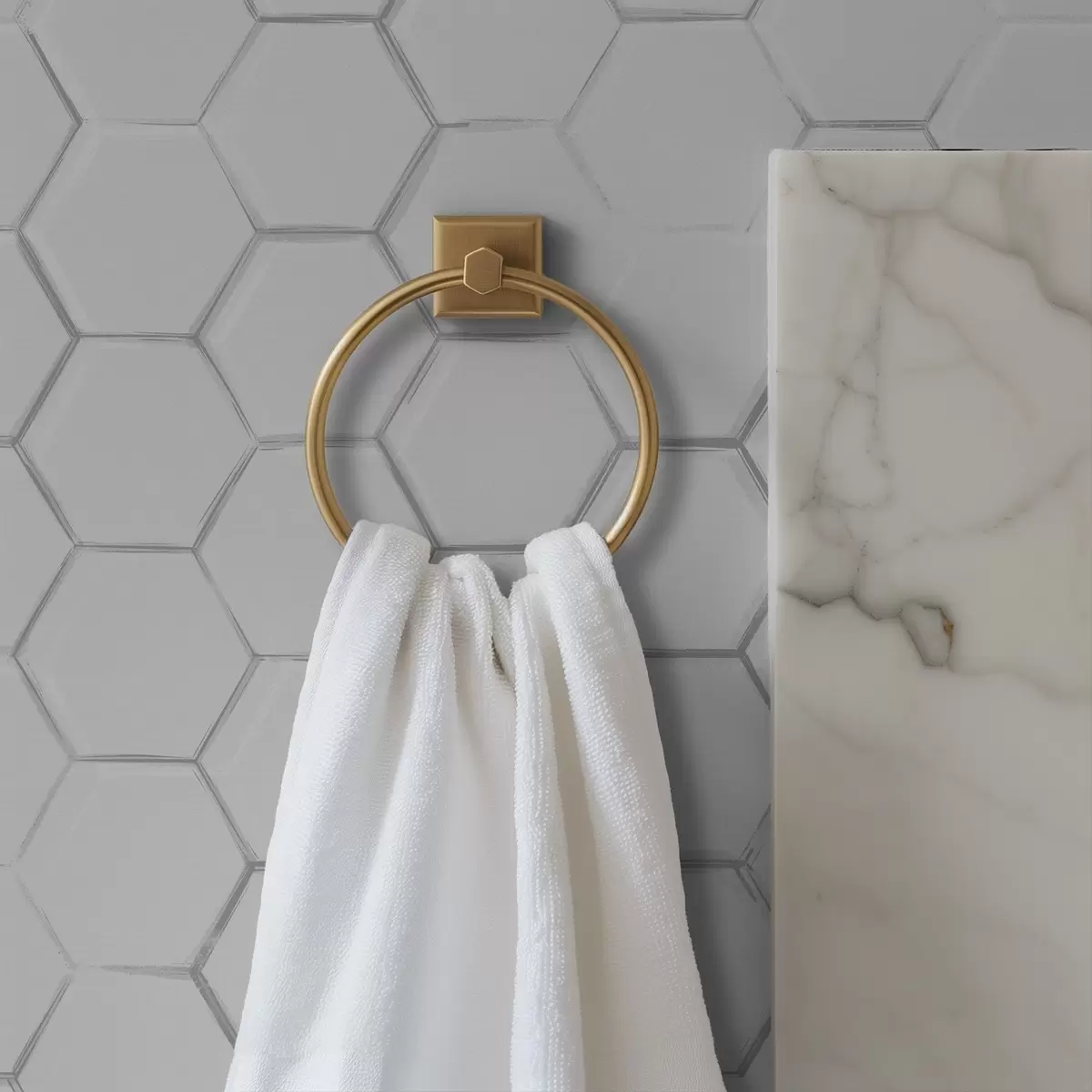 Шпалери Білі тривимірні шестикутники на гладкому тлі a01059