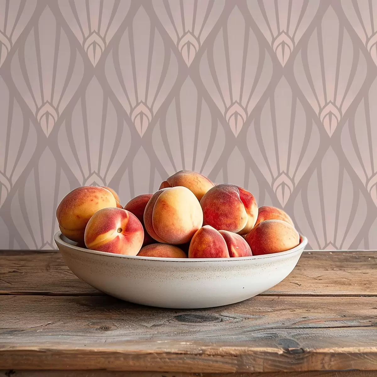 Шпалери Порошковий бежевий арт-деко з м'якими віялами a01064v1