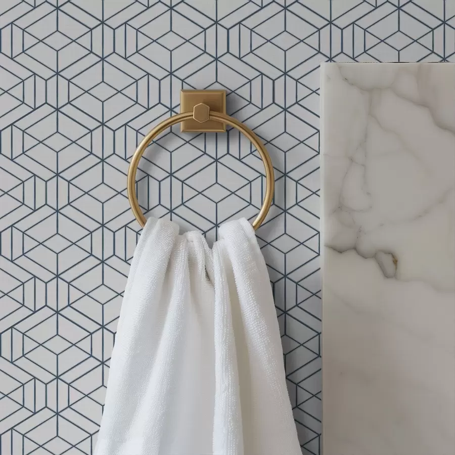 Шпалери Білий фон з синіми тривимірними геометричними кубами a01067